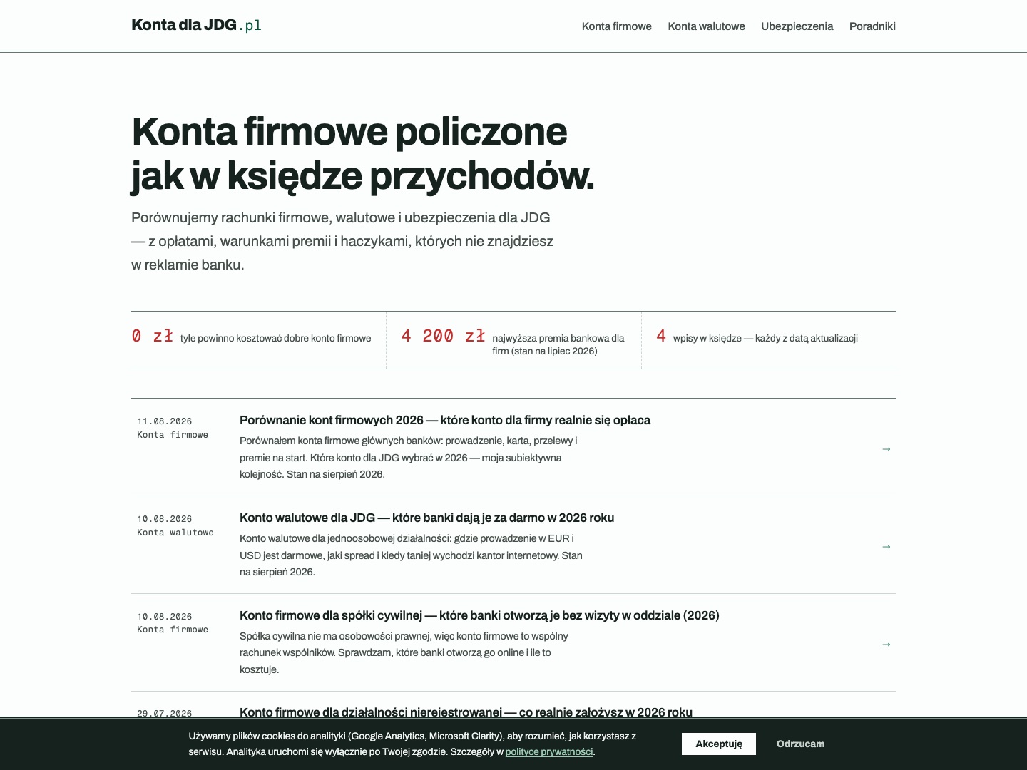 Strona główna KontaDlaJDG.pl — ranking kont firmowych
