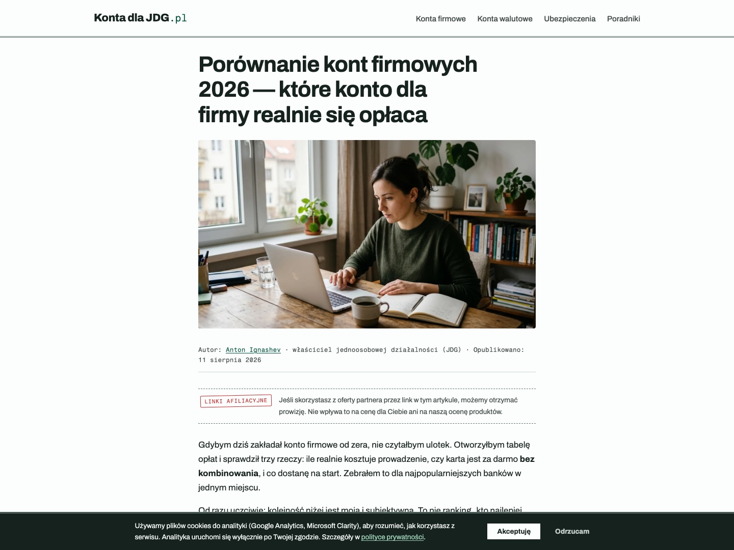 Porównanie kont firmowych — tabela i ranking