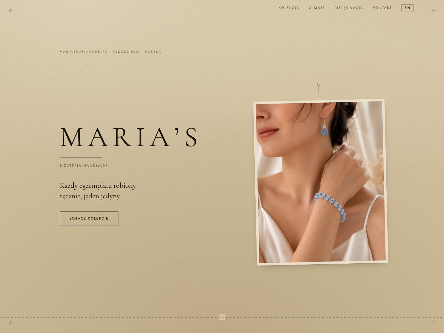 Strona główna mariashandmade.pl — sekcja hero z logotypem MARIA'S