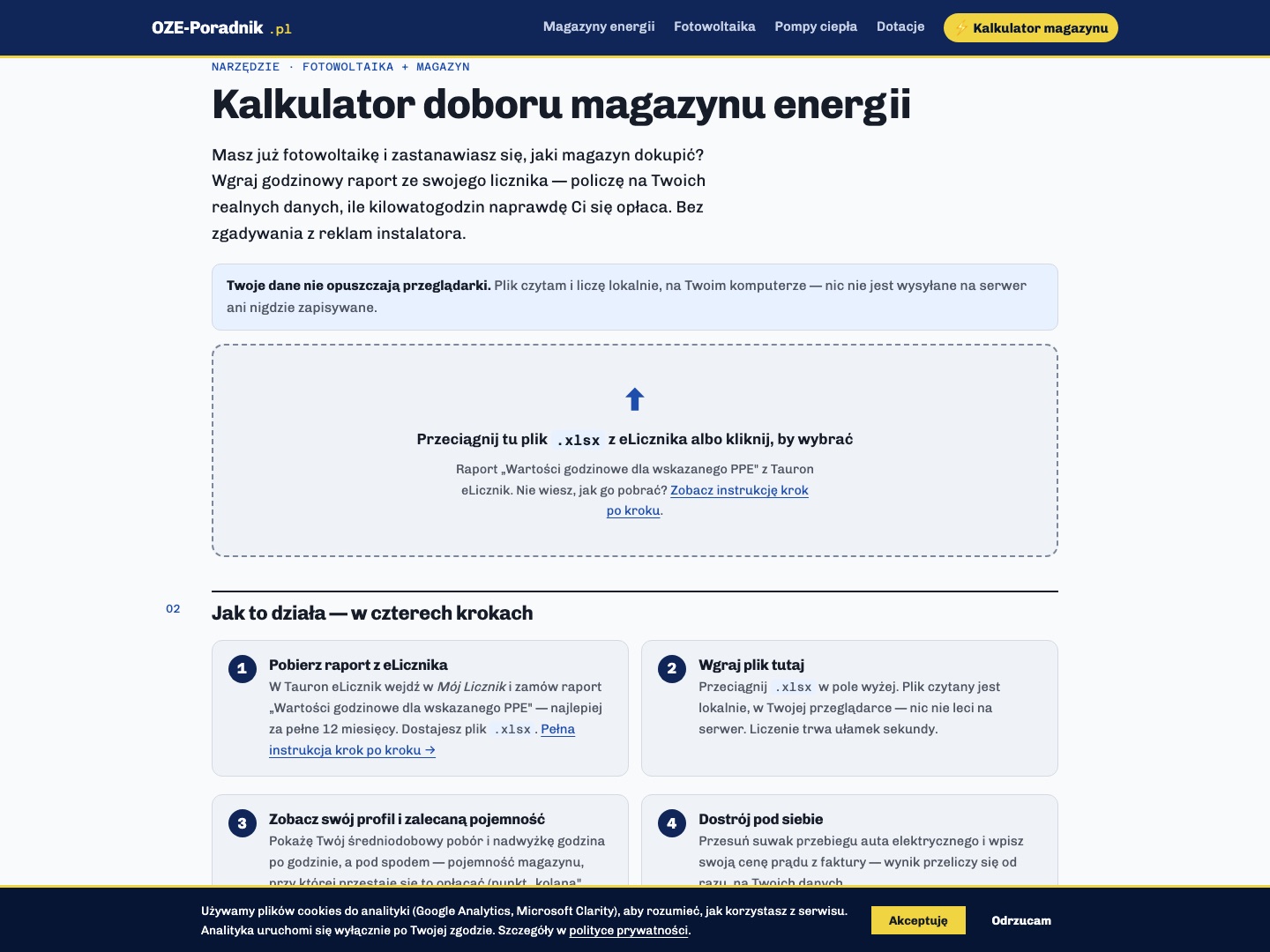 Kalkulator doboru magazynu energii